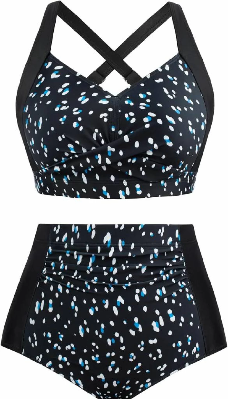 Hanna Nikole Women's High Waisted Bikini Set - Tummy Control Ruched Two Piece Swimsuit | Sexy Bathing Suit for Women