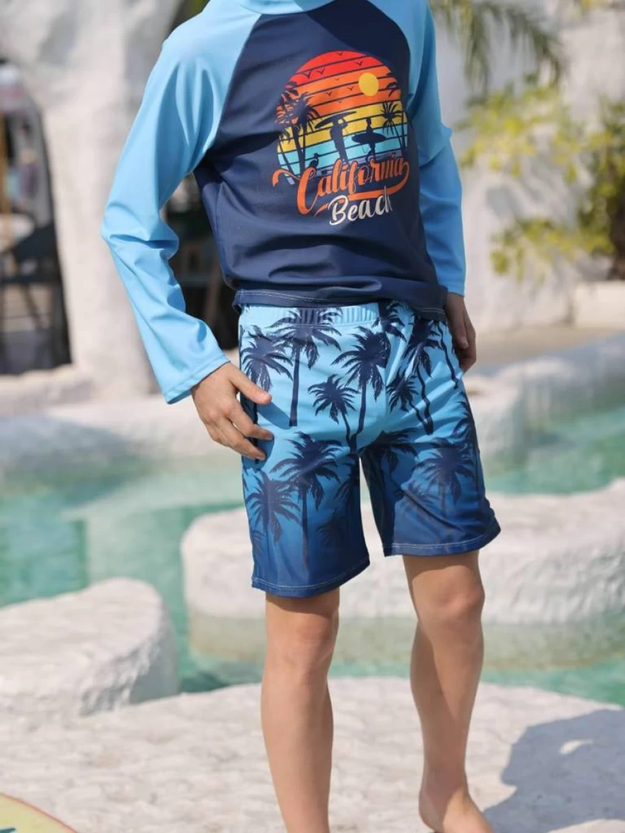 Sylfairy Boys' Quick-Dry 2-Piece Rash Guard Swimsuits Short Sleeve Swimwear Set for Kids Ages 3-10 Years