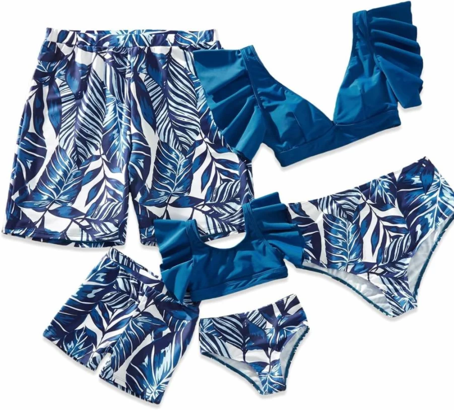 Focamia Family Matching Swimsuit Sets for Women Tummy Control Swimwear Bathing Suits