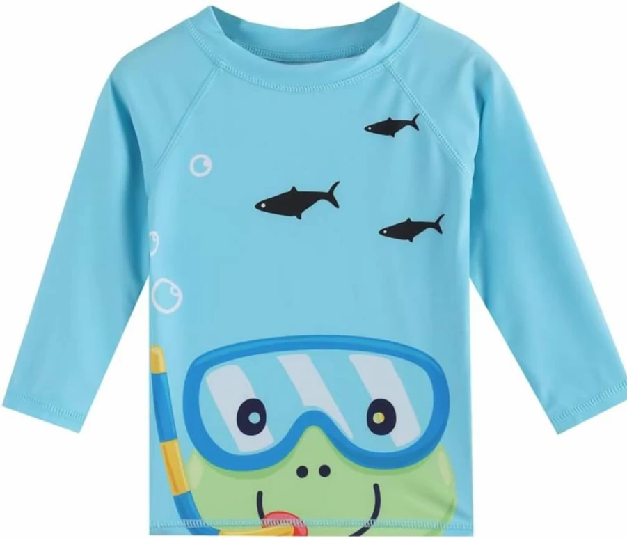 RUOGU Boys' 3-Piece Rash Guard Swimsuits Long Sleeve Sun Protection Swimwear Set for Toddlers & Baby