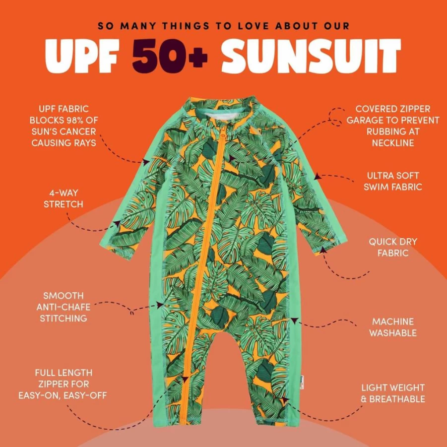 SwimZip UPF 50+ Boys' Long-Sleeve Sun Protection Swim Suit for Baby, Toddler & Kids - Rash Guard Swimwear