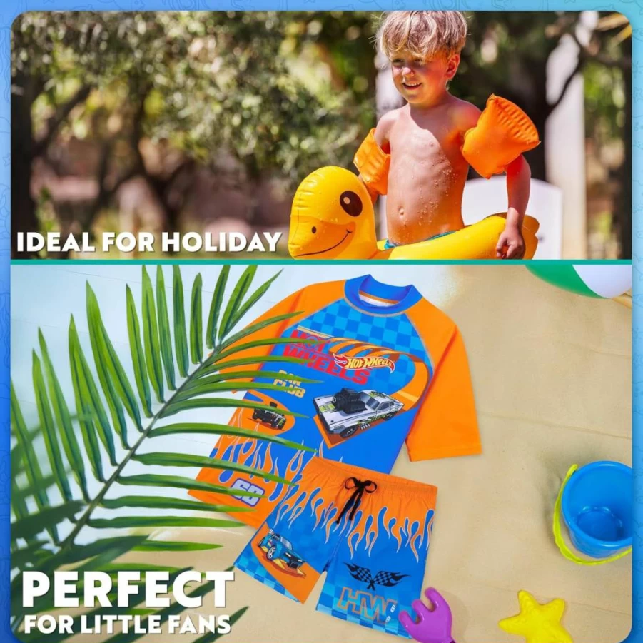 Get Trend Minecraft & Pokemon 2-Piece Kids Swim Set - Rash Guard & Bathing Suit for Pool, Beach Holiday