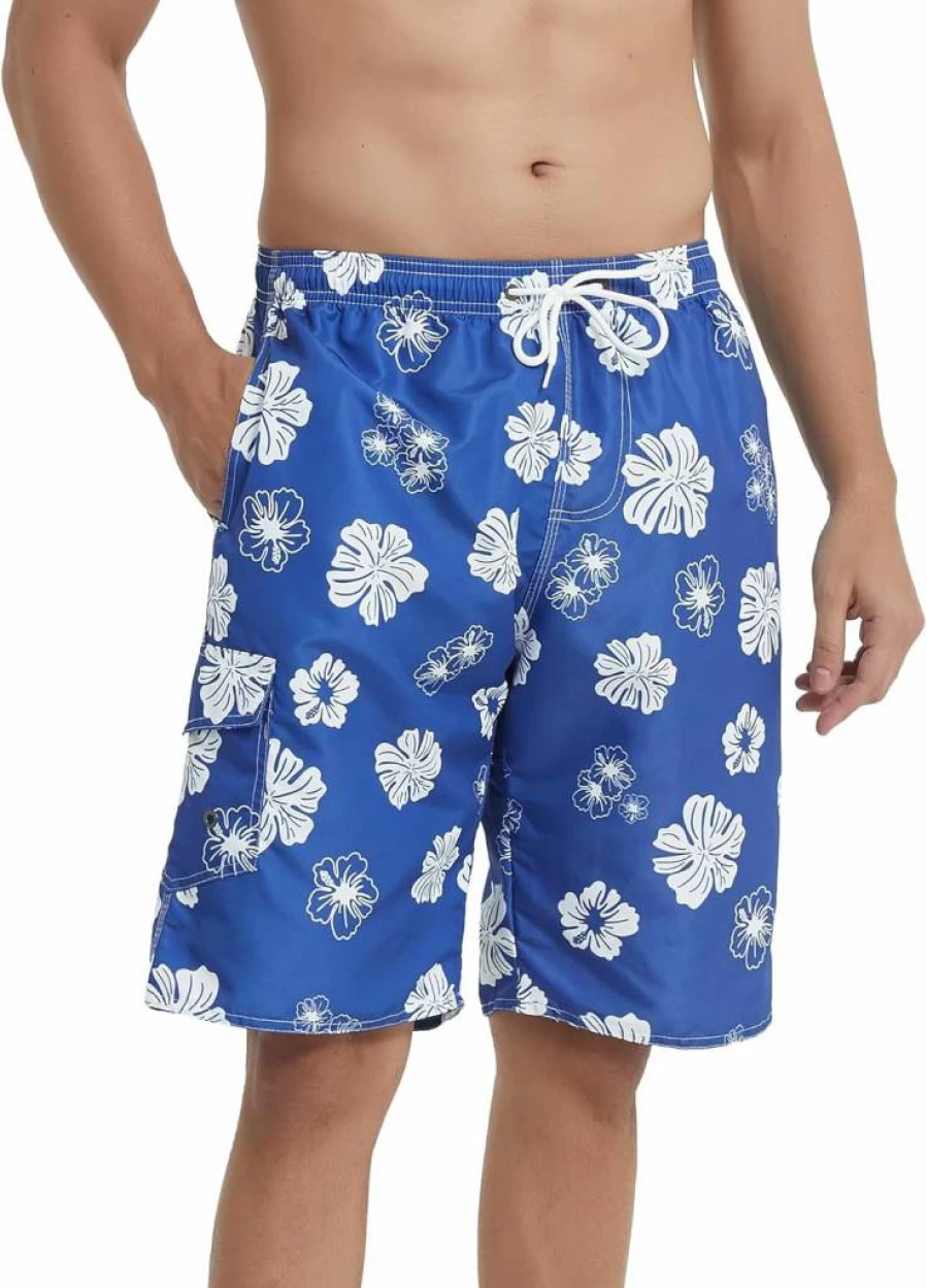 Srnede Men's Quick Dry Swim Trunks with Mesh Lining - Funny Print Swim Shorts for Beach & Pool