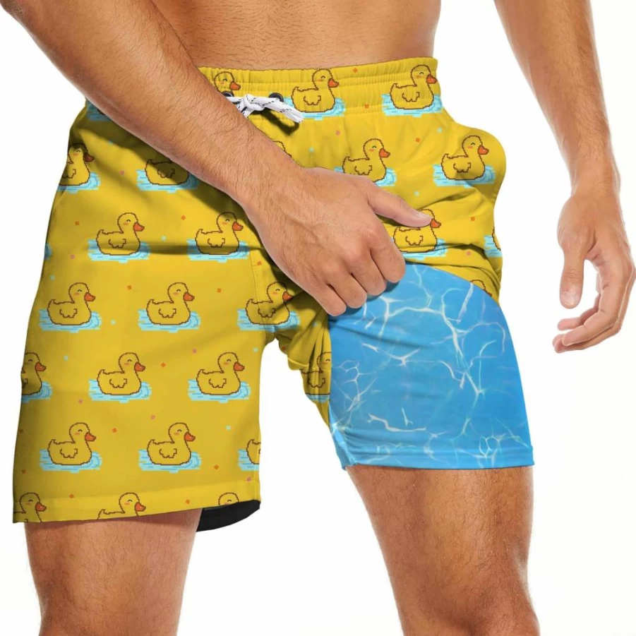 PIANHAUE Men's 5-Inch Quick Dry Swim Trunks with Compression Liner & 4 Pockets - Lightweight Board Shorts for Swimming & Beach