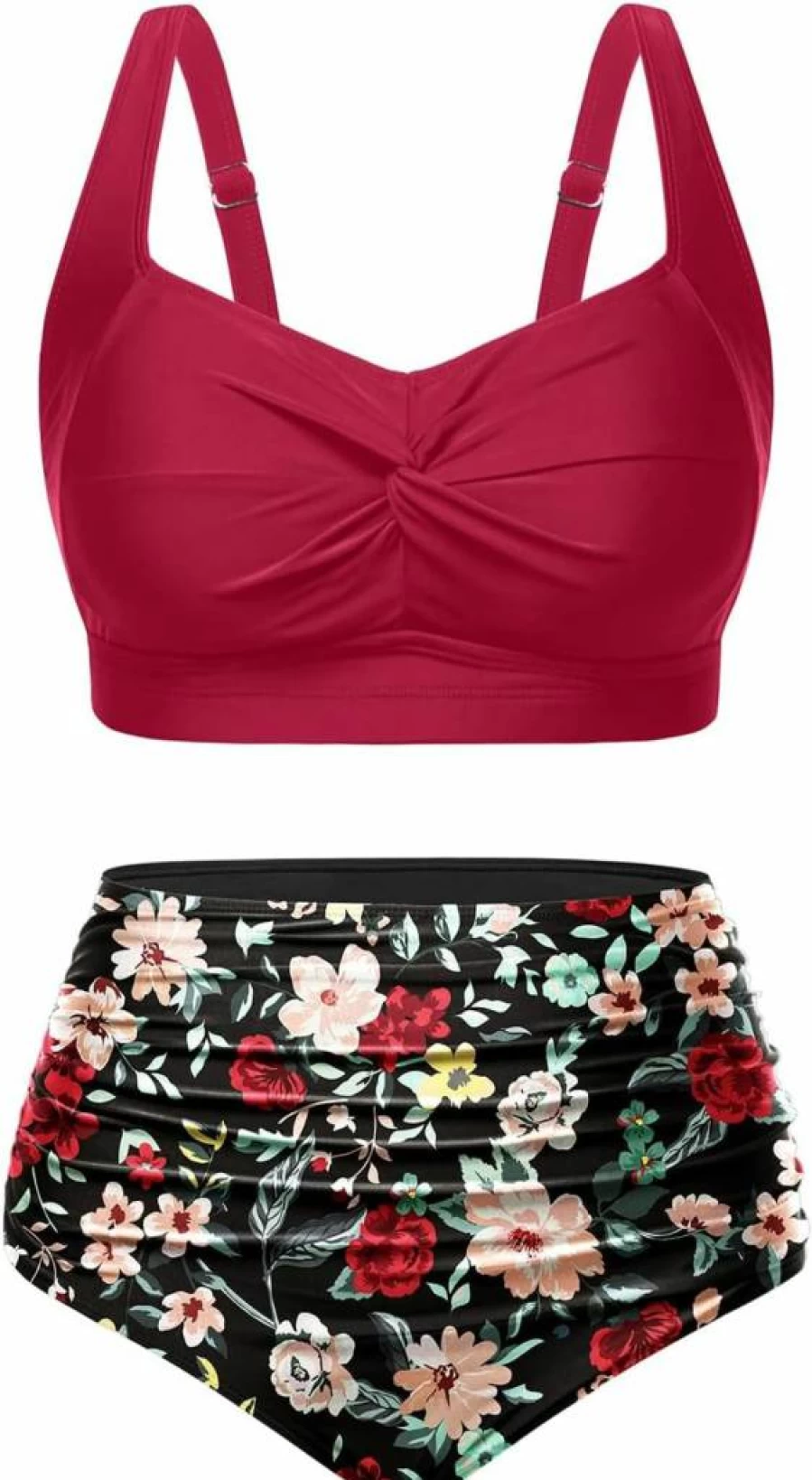 Tempt Me Plus Size High Waisted Bikini Set - Tummy Control Two Piece Swimsuit for Women