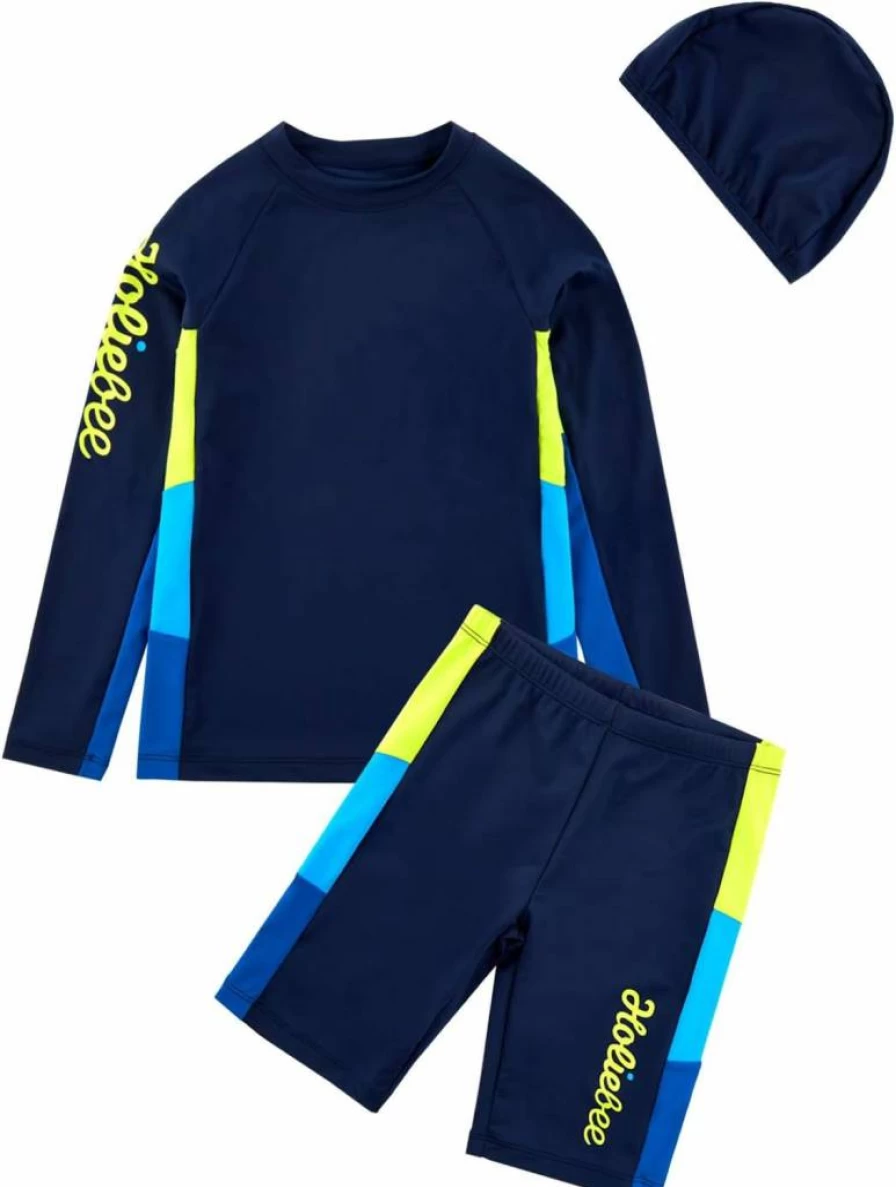 KID1234 Boys 2-Piece Quick Dry Rash Guard Swimsuits Set - UPF 50+ Swim Shirts & Bathing Suits for Kids Ages 5-14 Years