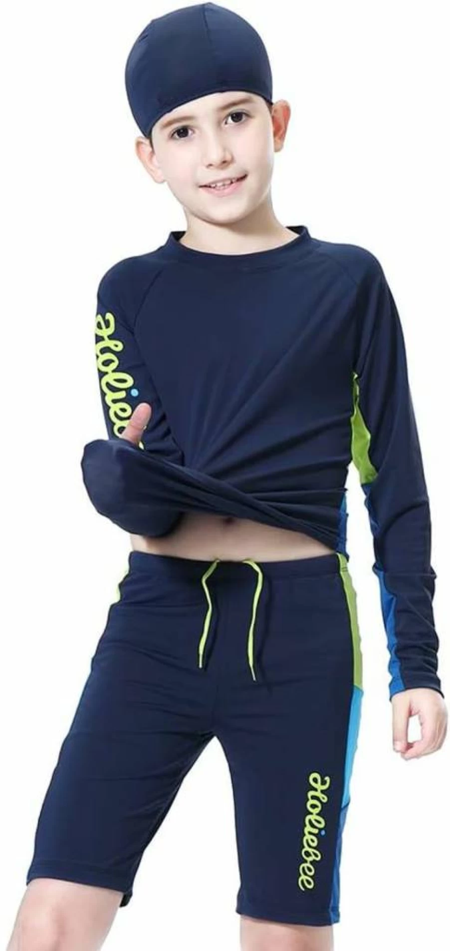 KID1234 Boys 2-Piece Quick Dry Rash Guard Swimsuits Set - UPF 50+ Swim Shirts & Bathing Suits for Kids Ages 5-14 Years