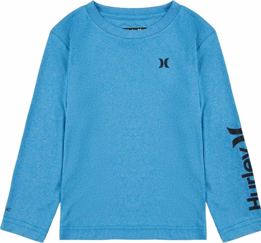 Hurley Boys' UPF 50+ Sun Protection Long Sleeve Rashguard Swim Shirt for Kids