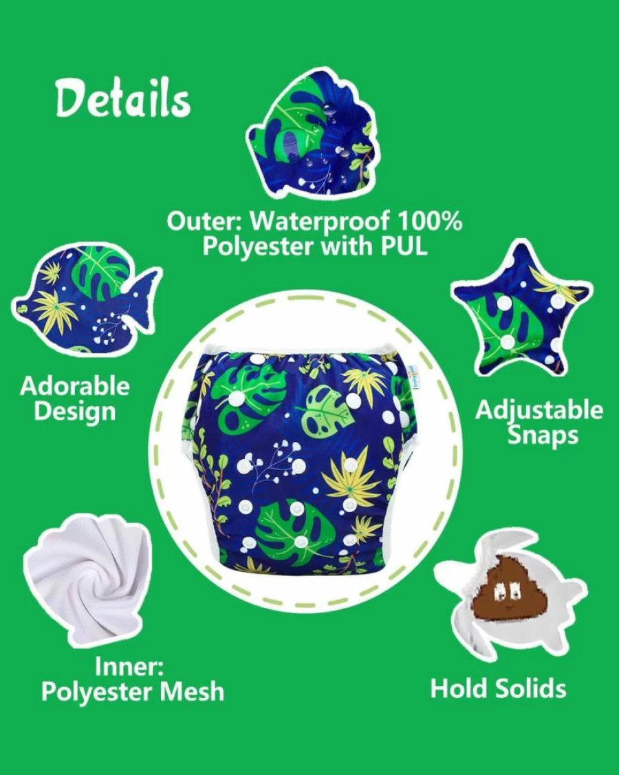 Babygoal UPF 50 Baby Swimsuits with Reusable Swim Diaper - 2-Piece Sun Protection Bathing Suit for Infant & Toddler Boys & Girls
