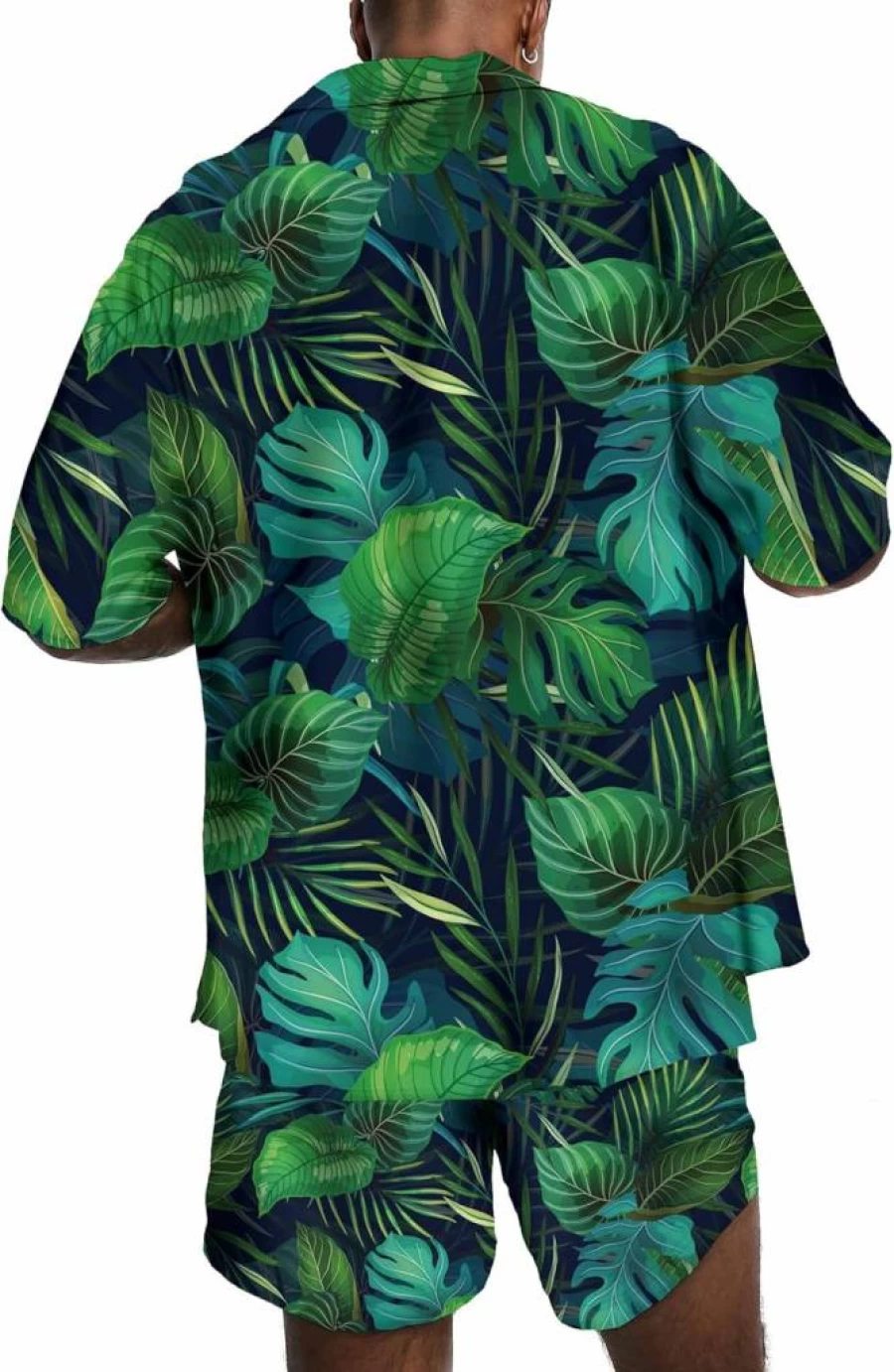 KYKU Men's Tropical Hawaiian Shirt and Shorts Set - Summer Beach Vacation Outfit, Short Sleeve Button Down Shirt with Matching Shorts