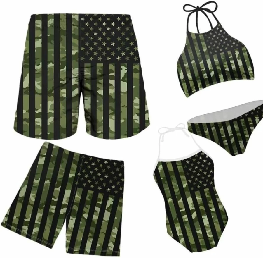 KEIAHUAN Family Matching Swimsuits Plus Size Hawaiian Summer Swimwear Quick Dry Bathing Suits Set