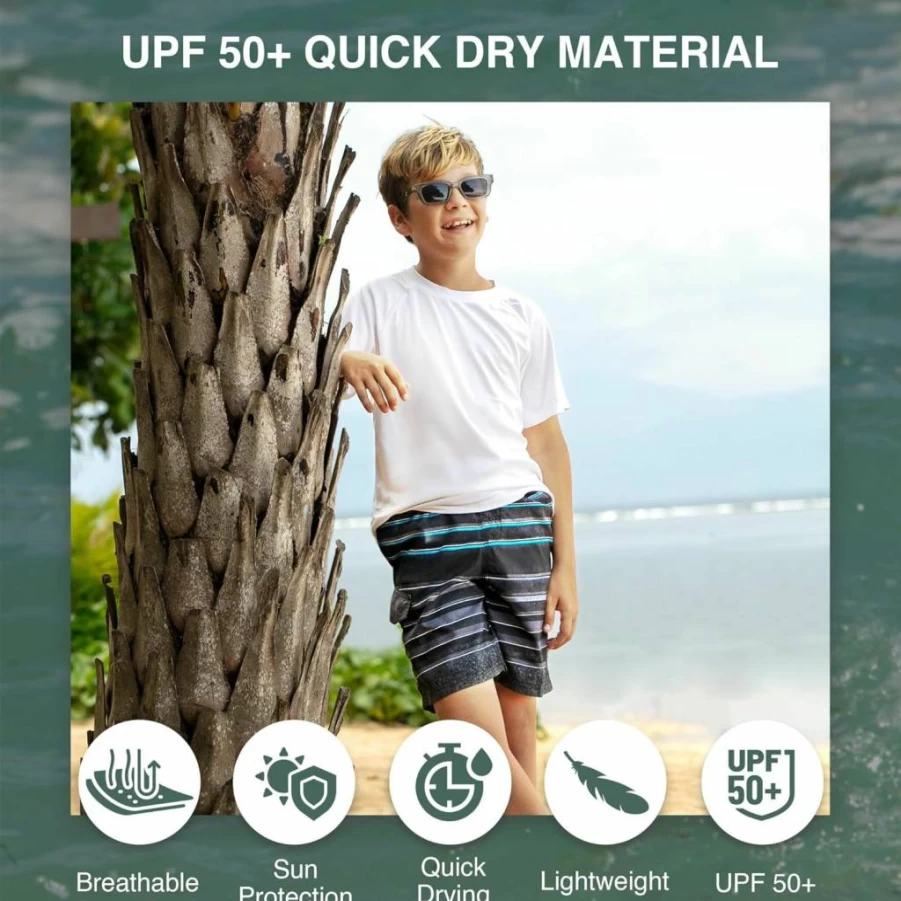 Kanu Surf Boys UPF 50+ Quick Dry Swim Trunks - Line Up Series Sun Protection Swimsuits for Kids
