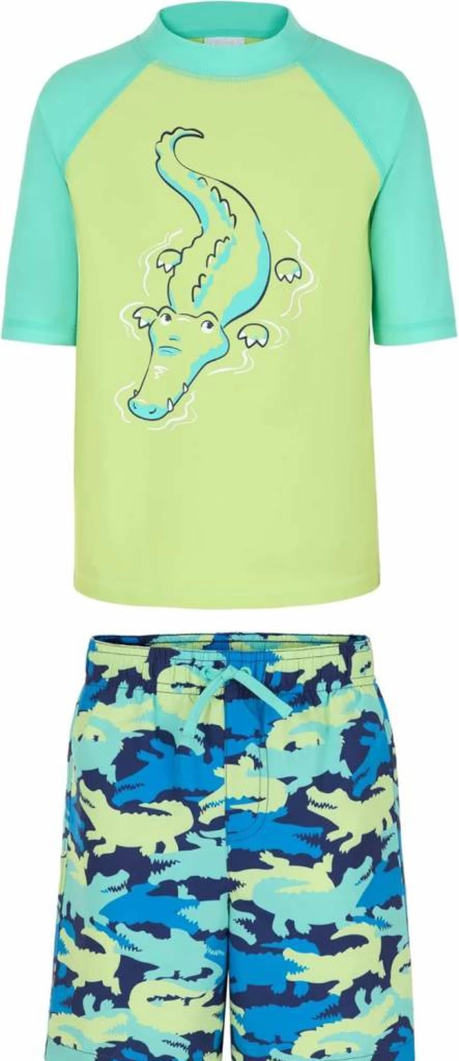 Saint Eve Boys UPF 50+ Sun Protection 2-Piece Swim Set - Rash Guard & Swim Trunks for Toddler and Kids