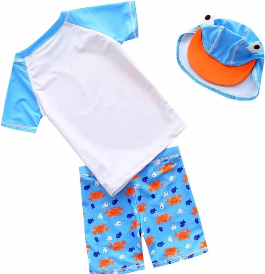 Best for All Boys Dinosaur 2-Piece Swim Set with UPF 50+ Rash Guard & Hat for Baby Toddler Beach Pool