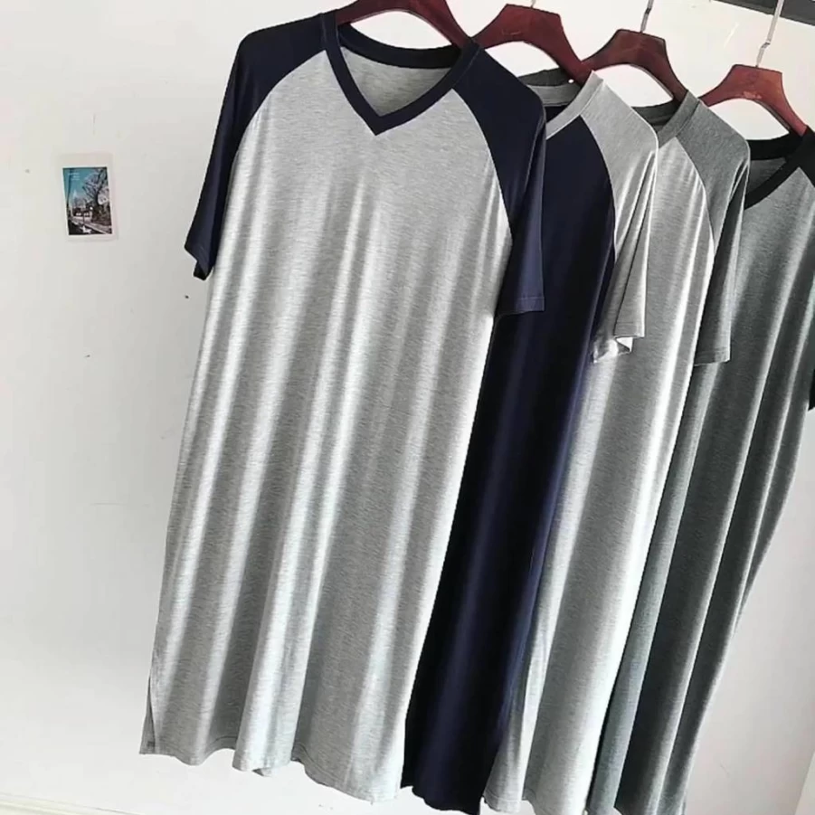 Generic Men's Comfortable Cotton V-Neck Loose Pajama Set - Soft Long Casual Home Wear & Sleepwear