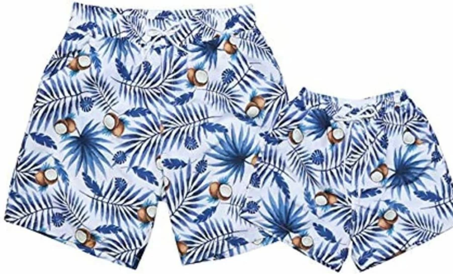 LOUVTON Father and Son Matching Floral Swimsuits - Beachwear Sets for Daddy and Me, Family Swimwear