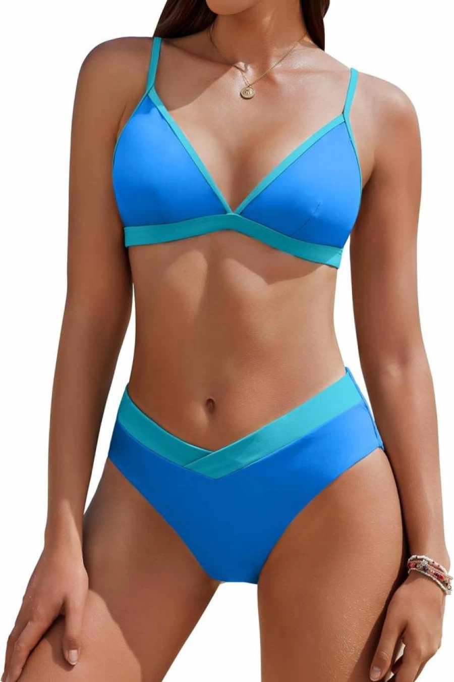 AI'MAGE Women's High Cut Color Block Bikini Set - Sexy Triangle Two Piece Swimsuit 2025