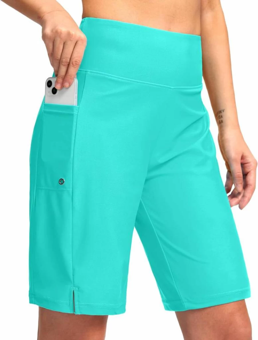 G Gradual Women's High Waisted Swim Shorts with Pockets - 9" Knee Length Beach Swimming Board Shorts with Liner for Women