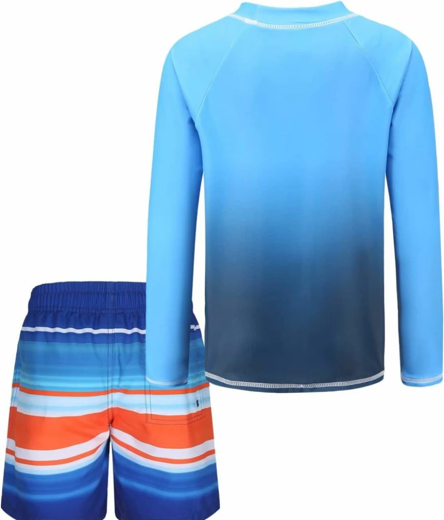 Aisyee Boys' 2-Piece Rash Guard Swimsuits Set with UPF Protection & Quick-Dry Swim Trunks for Kids