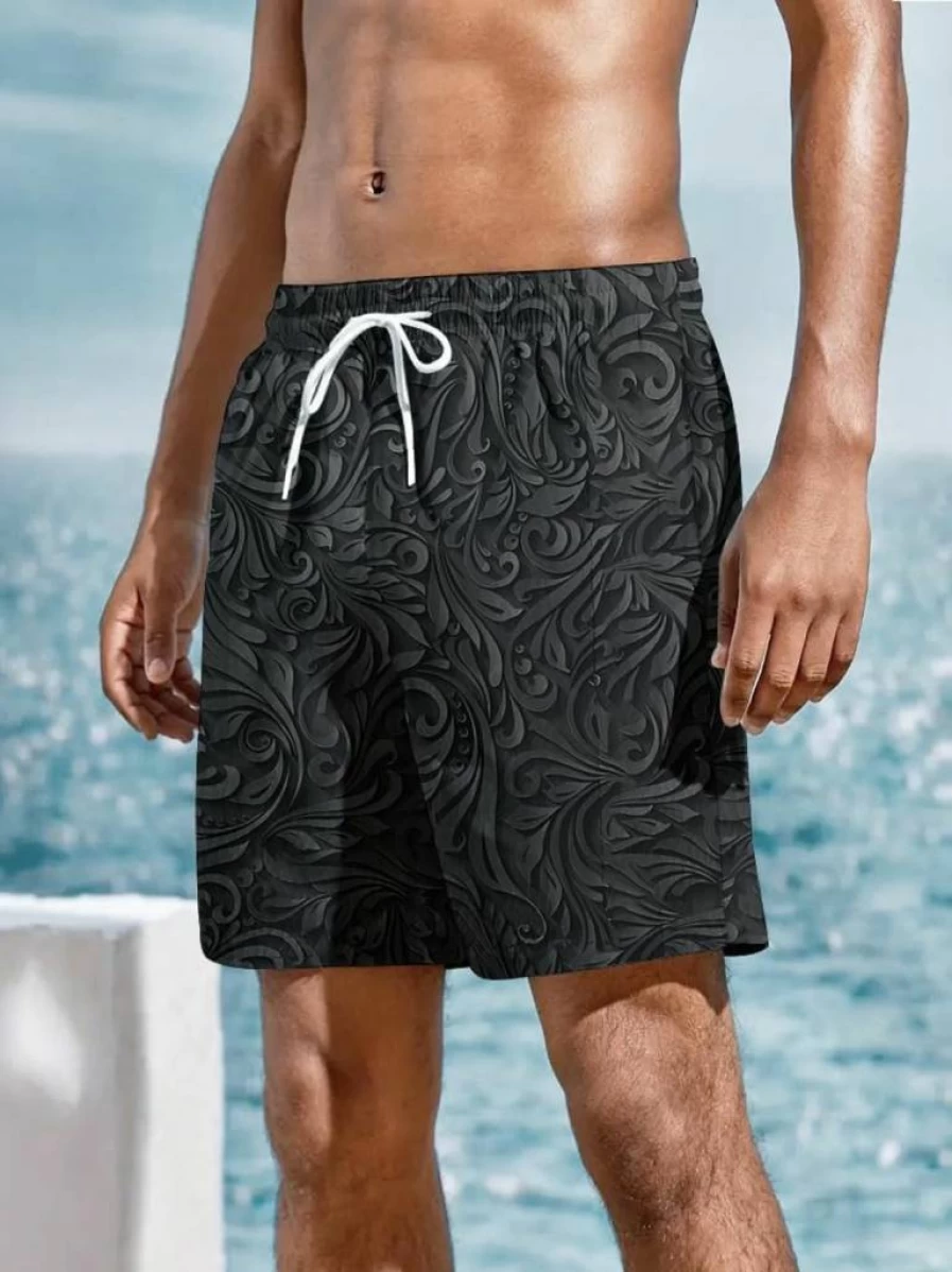 METRONS Men's Quick-Dry Elastic Waist Beach Shorts for Swimming, Vacation & Summer Outdoor Activities