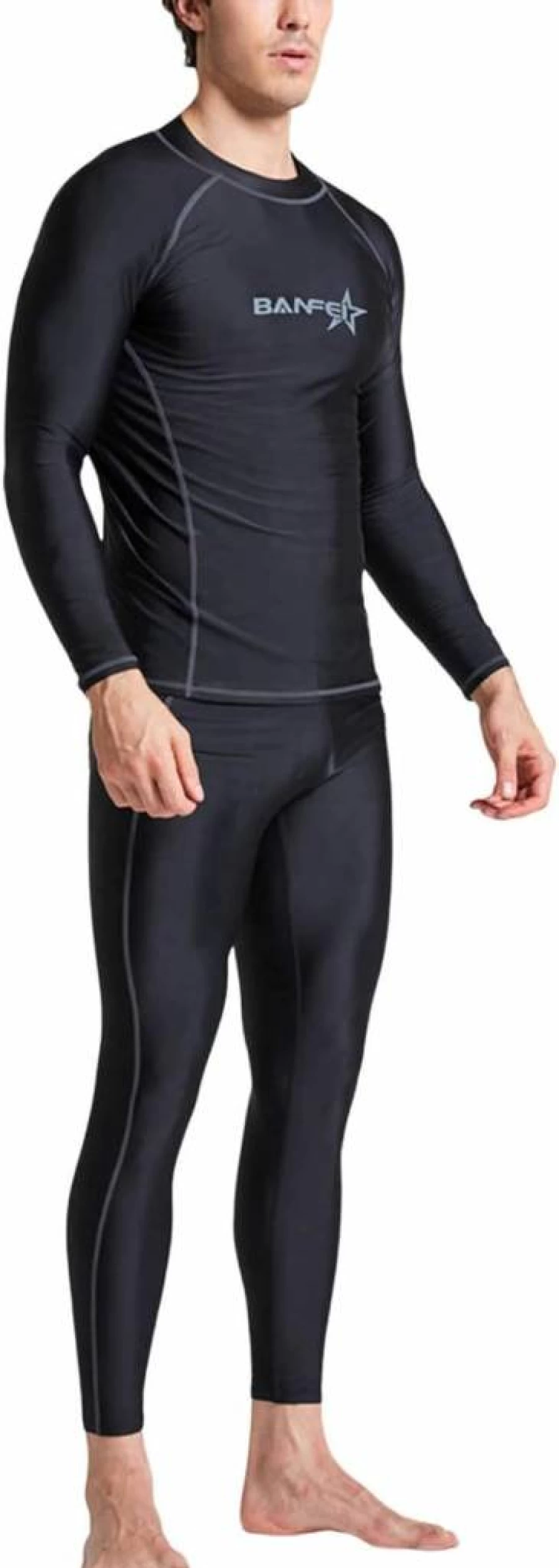 MIASHUI Men's Quick-Dry Rash Guard & Swim Trunks Set - UPF 50+ Surf Shirt & Board Shorts for Diving, Snorkeling, Swimming & Water Sports
