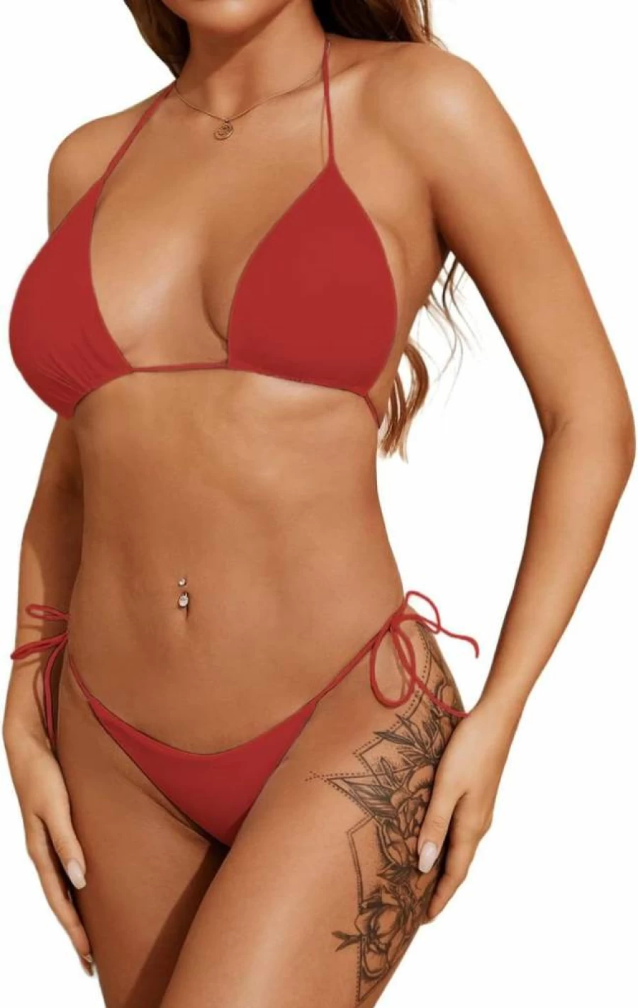 Dadress Women's Sexy Halter Bikini Set - Spaghetti Strap Triangle Top & High-Cut Bottom Swimwear