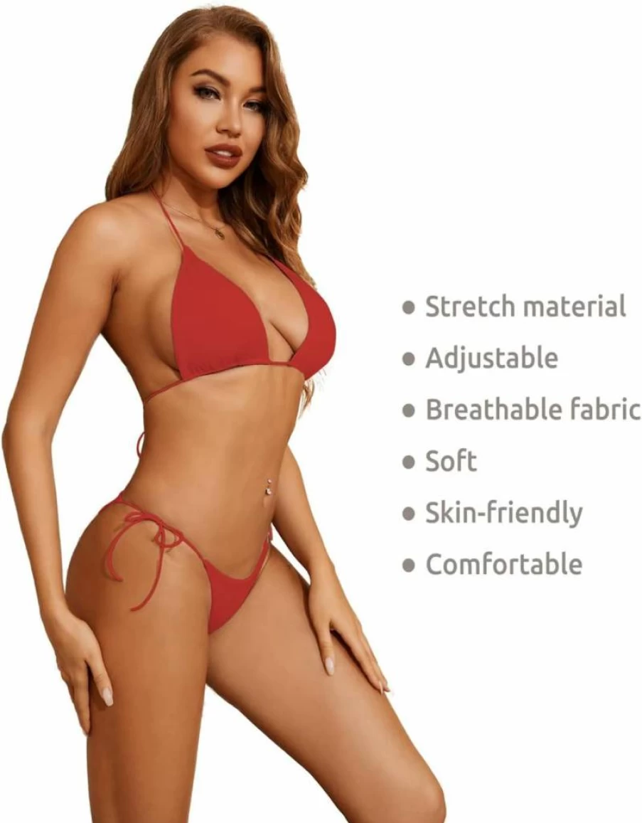Dadress Women's Sexy Halter Bikini Set - Spaghetti Strap Triangle Top & High-Cut Bottom Swimwear