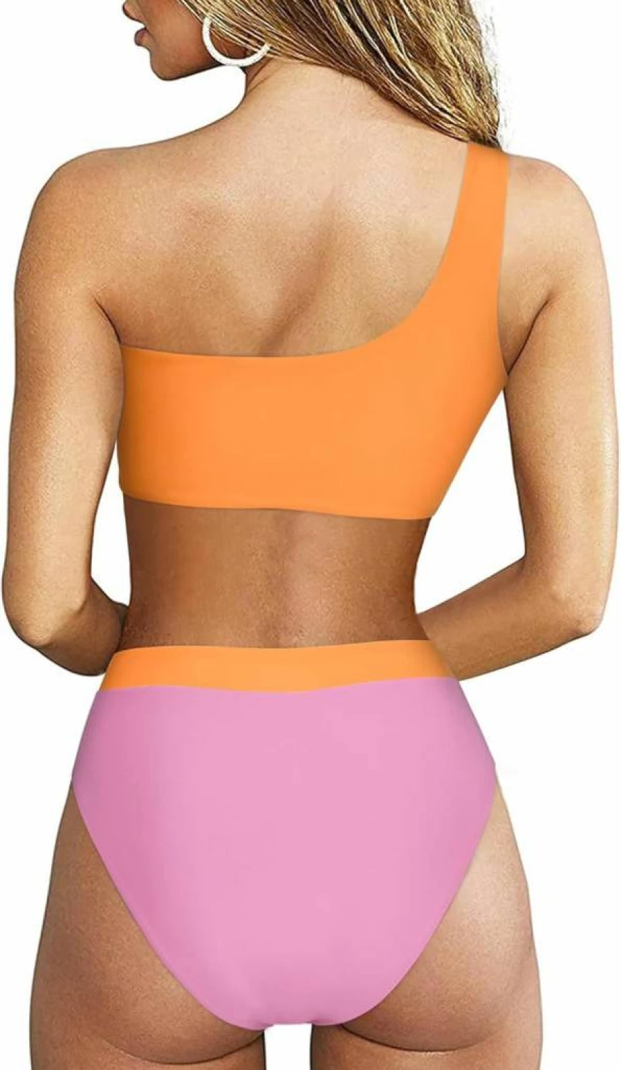 MOOSLOVER Women's One Shoulder High Waisted Bikini Set - High Cut Two Piece Swimwear with Sexy Cutout Design