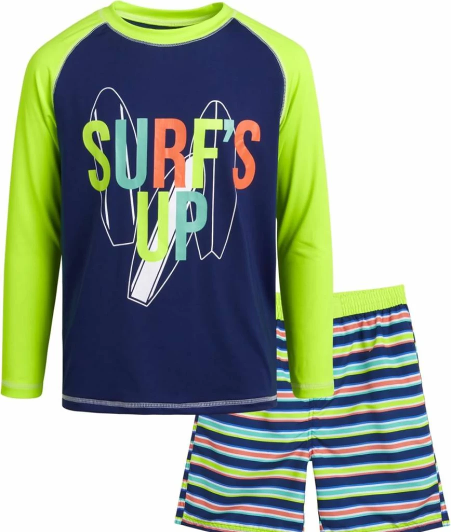 Quad Seven Boys' Rash Guard Swimsuits - UPF 50+ Sun Protection, Short Sleeve Swimwear Set for Kids (Sizes 5-12) - Quick Dry Bathing Suits for Boys