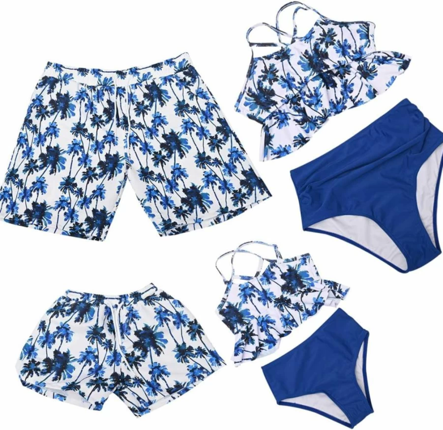 Hulaha Family Matching Swimsuits for Women, Men, and Kids - Summer Beach Shorts & Printed Swimwear Set