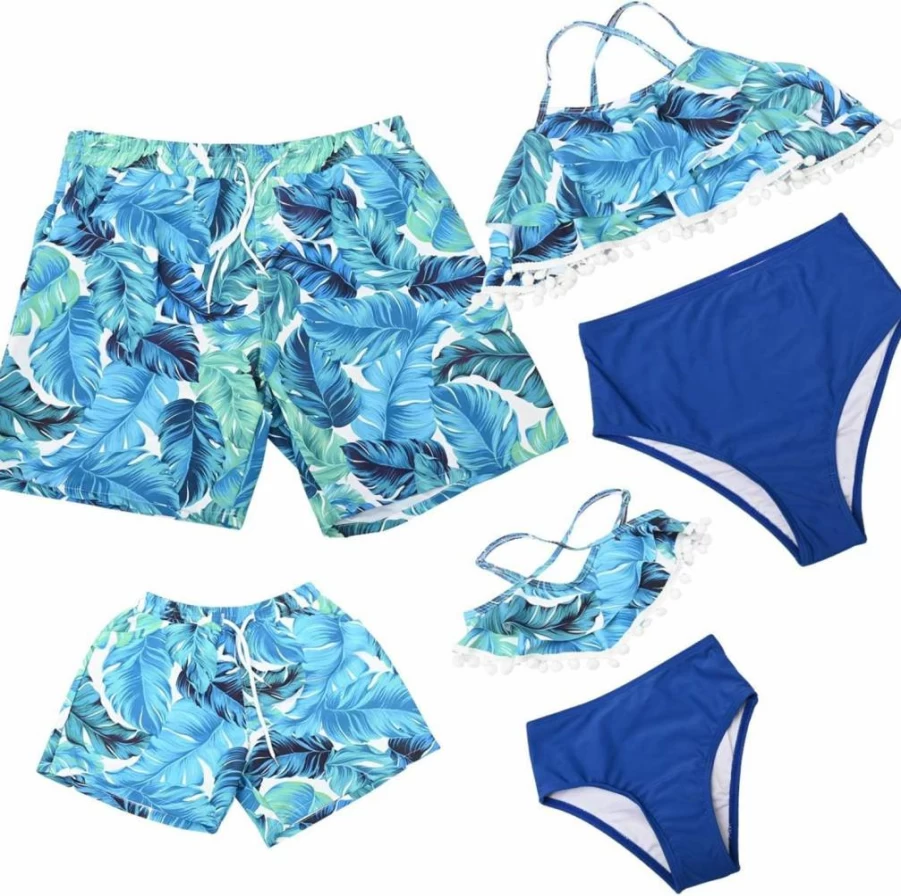 Hulaha Family Matching Swimsuits for Women, Men, and Kids - Summer Beach Shorts & Printed Swimwear Set
