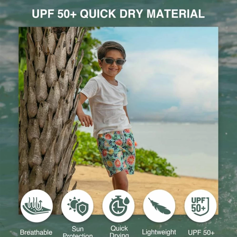 Kanu Surf Boys' Quick Dry UPF 50+ Swim Trunks - Reflection Beach Shorts for Swimming & Sun Protection