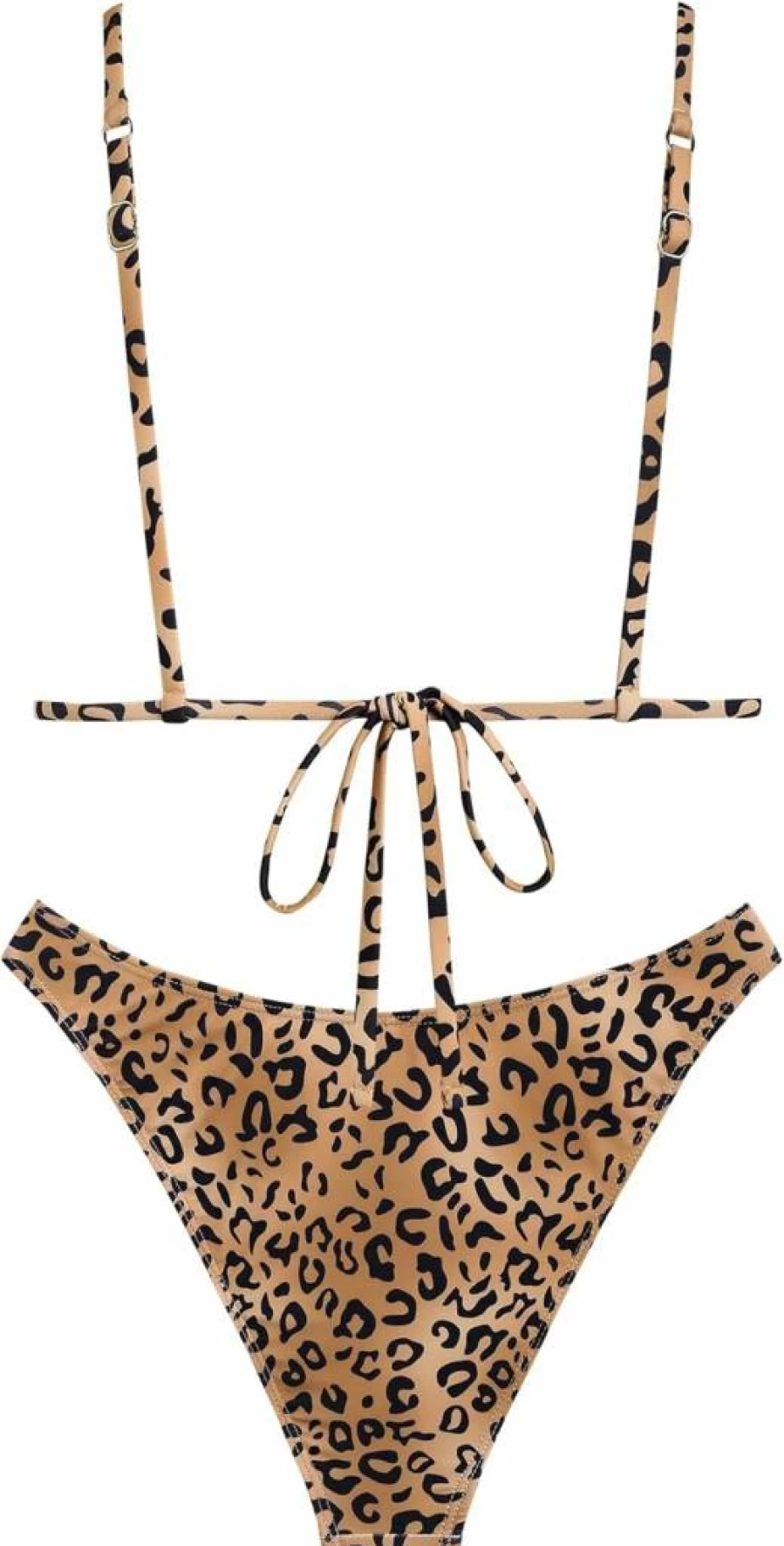 Seamoly Women's Bikini Set - Tie Back Bowknot Two Piece Swimwear with Gingham Floral Cherry Print, Triangle Thong Bathing Suit