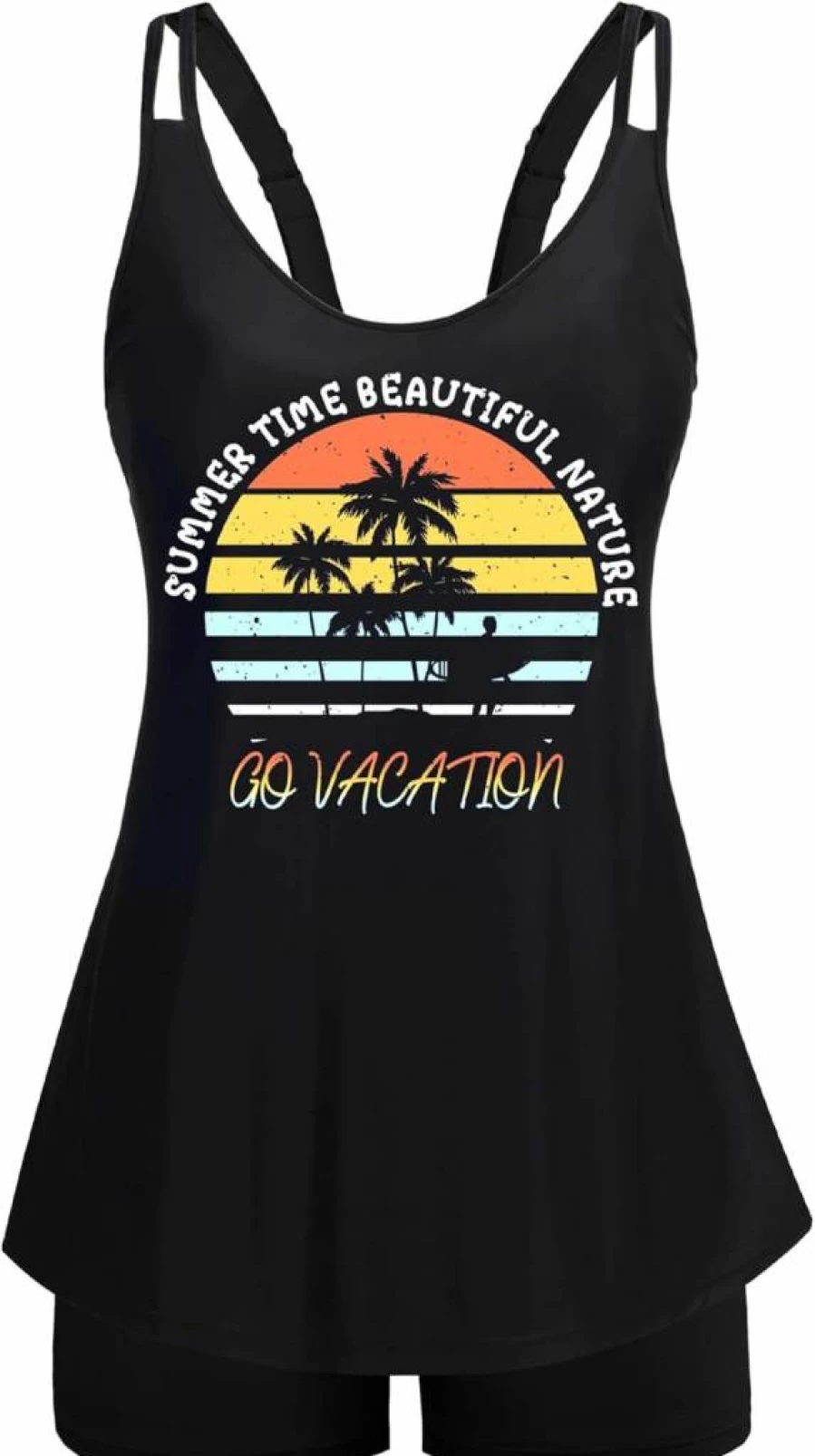 Arolina Women's Tummy Control Tankini Two Piece Swimsuits - Flowy Swim Top with Boy Shorts Bathing Suit