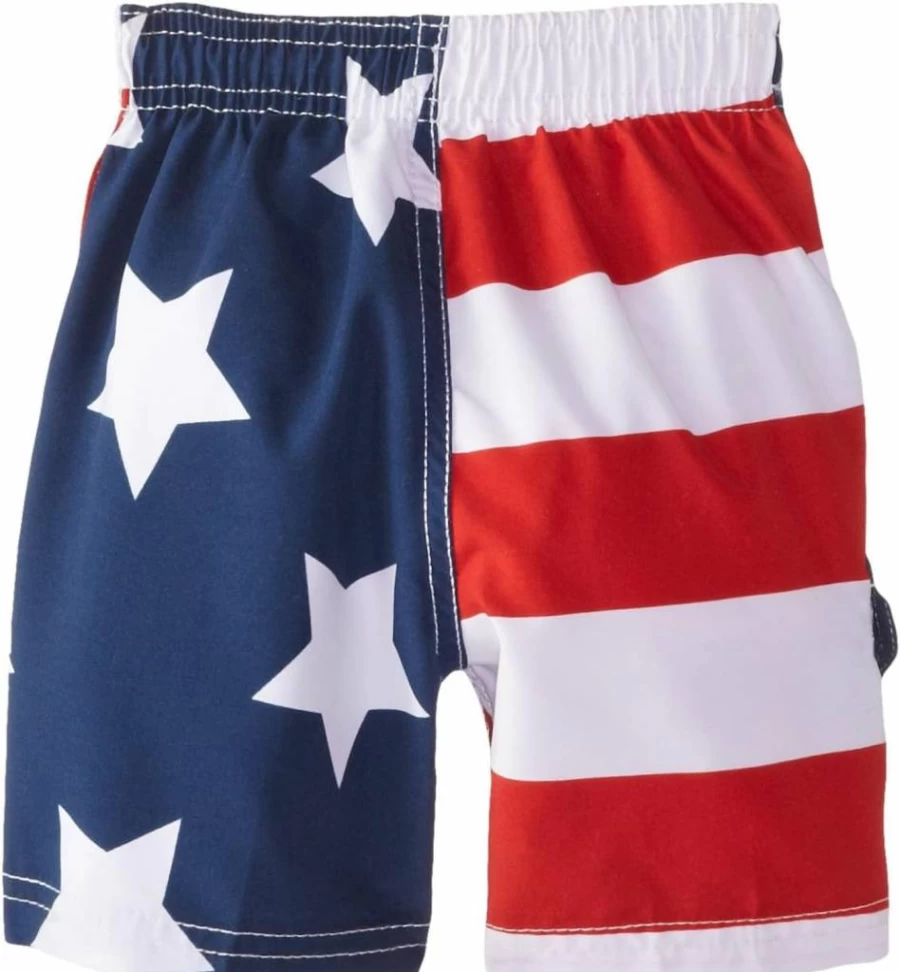 Kanu Surf Boys' Quick-Dry Swim Trunks with UPF 50+ Sun Protection - Patriotic American Flag Design