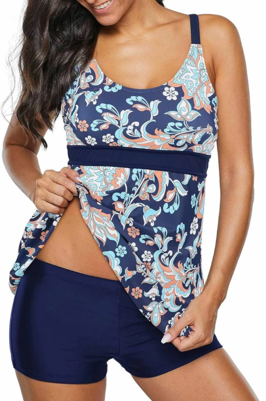 Zando Women's Tummy Control Tankini Swimsuits 2025 - Flowy Bathing Suit Top with Boyshorts