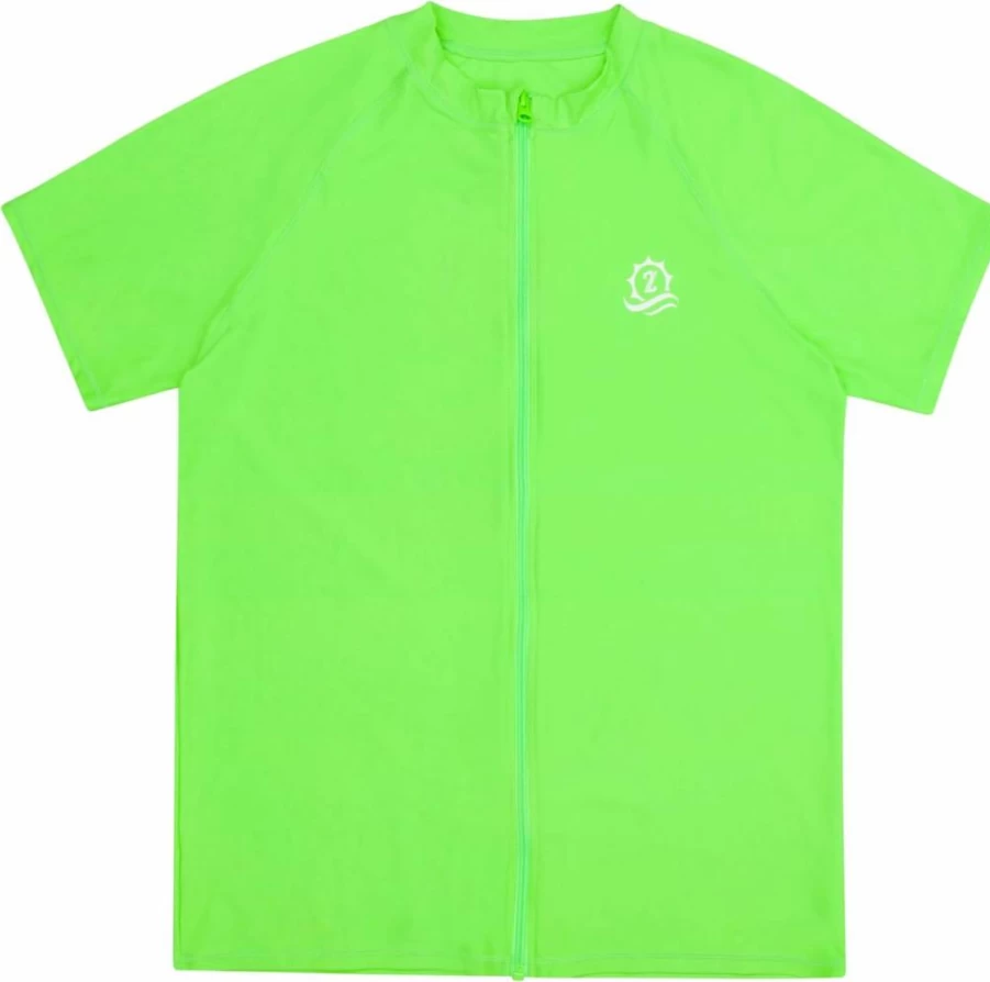 SwimZip UPF 50 Men's Zipper Rash Guard Swim Shirt Short Sleeve Sun Protection Shirt for Swimming Surfing Beach