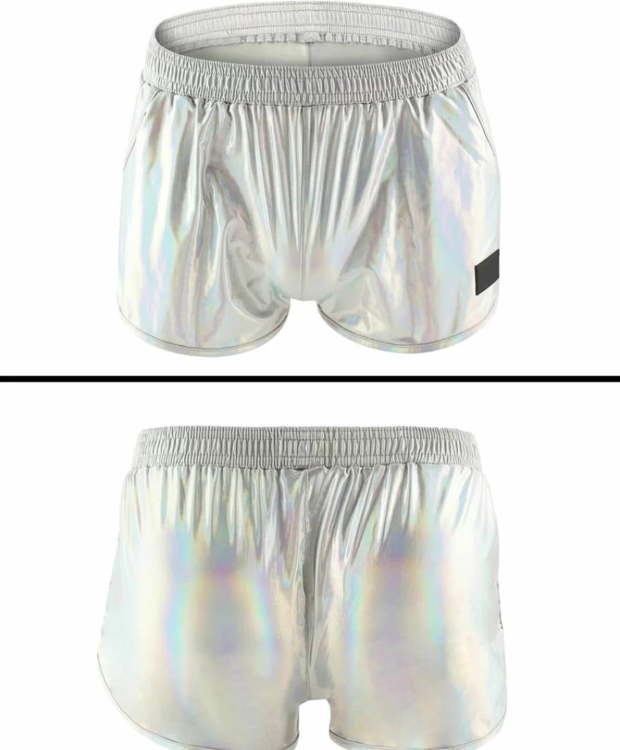 FEOYA Men's Metallic Shiny Shorts for Clubwear and Nightlife - Glamorous Disco Party Outfit