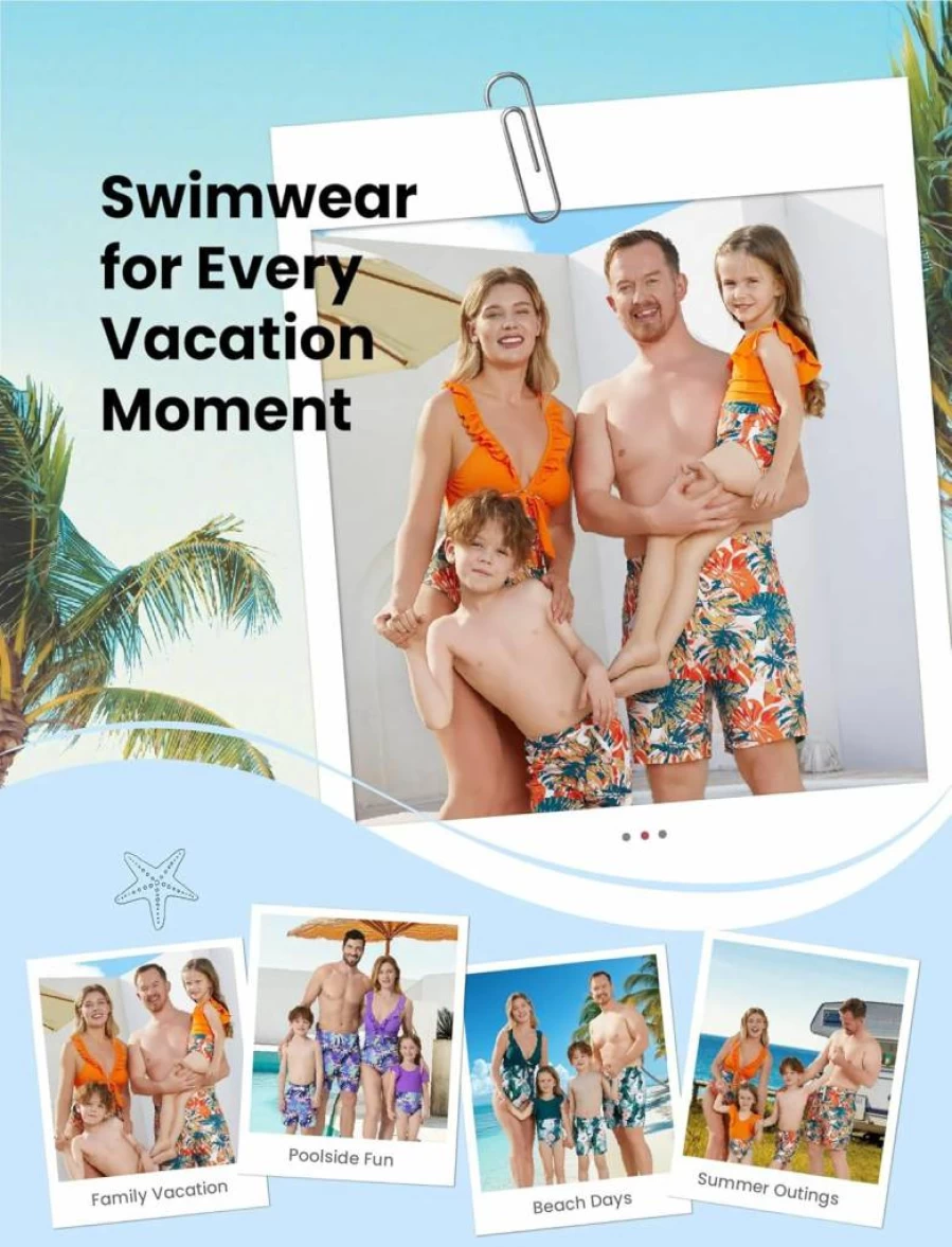 PATPAT Family Matching Floral Print Swimwear Ruffled One-Piece Bathing Suits for Women and Kids
