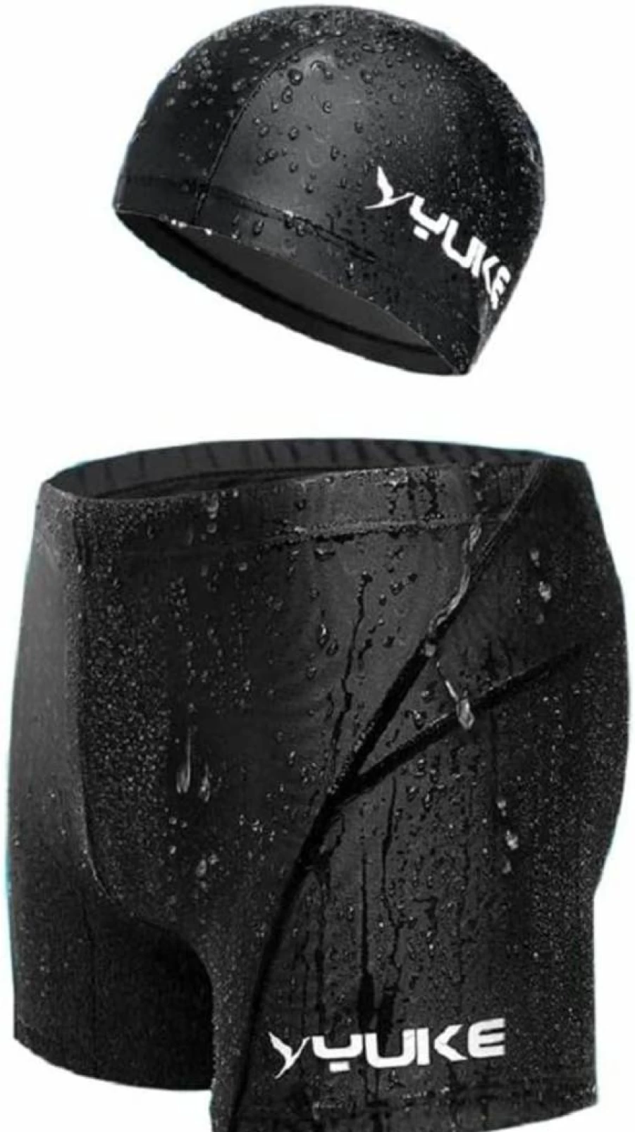 JJ-GOGO Men's Swimwear Set - Quick-Dry Swim Shorts & Comfortable Swim Cap for Men