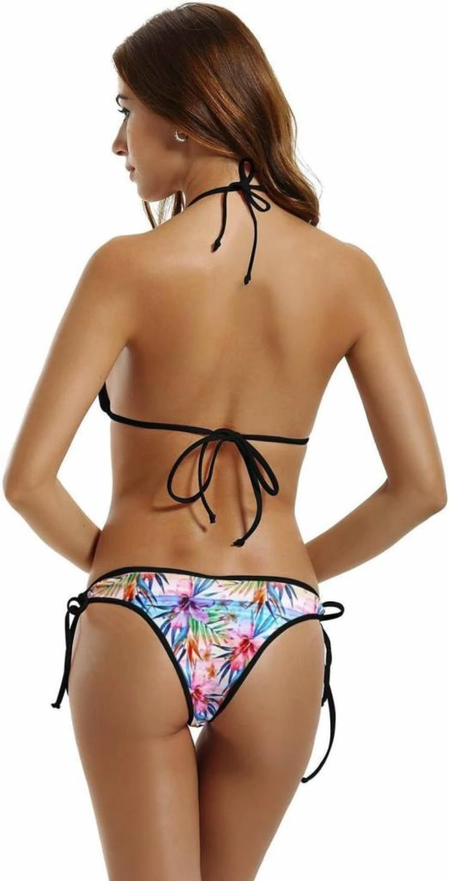 LINGMEI Women's Sexy Mexican Flag Bikini Set - Halterneck Boxing Swimwear for Beach & Pool, Black One Size