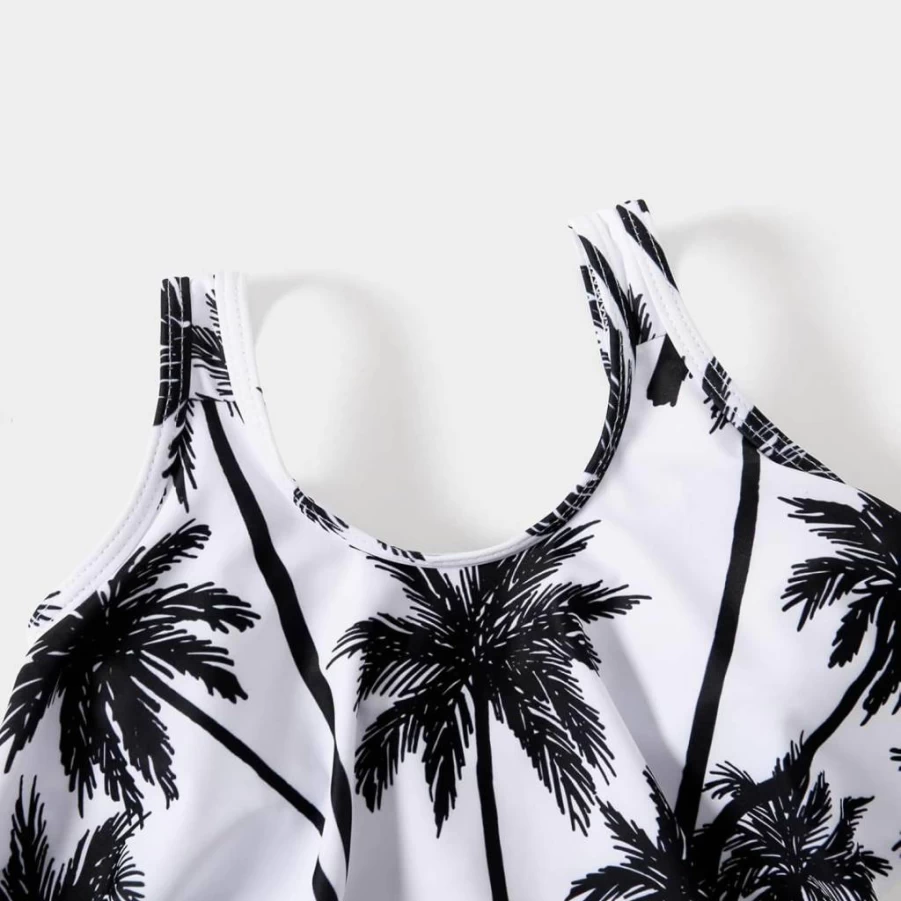 IFFEI Mommy and Me Matching Swimsuits: 2-Piece Tankini Set with Tummy Control & Ruffled Tank Top