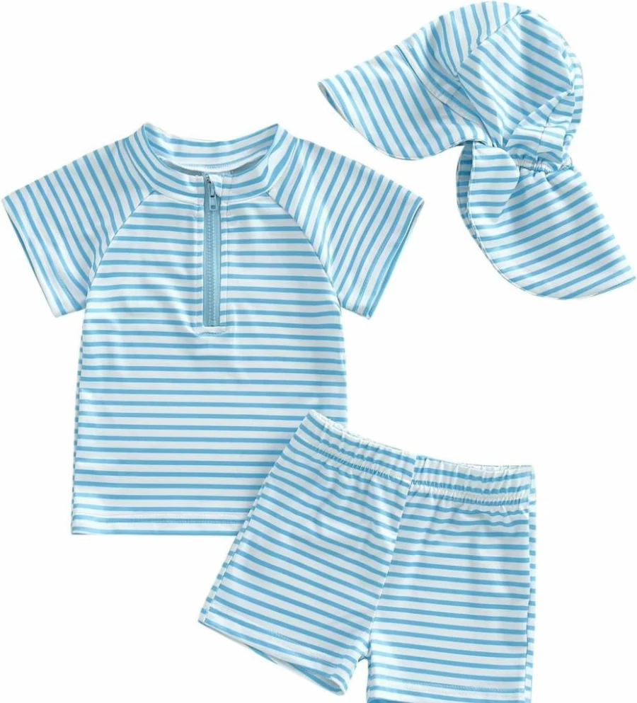 Partclots Baby Swimsuits 3Pcs Set - Rash Guard, Hat & Swimwear for Boys & Girls 6M-4T, UV Protection Toddler Bathing Suit