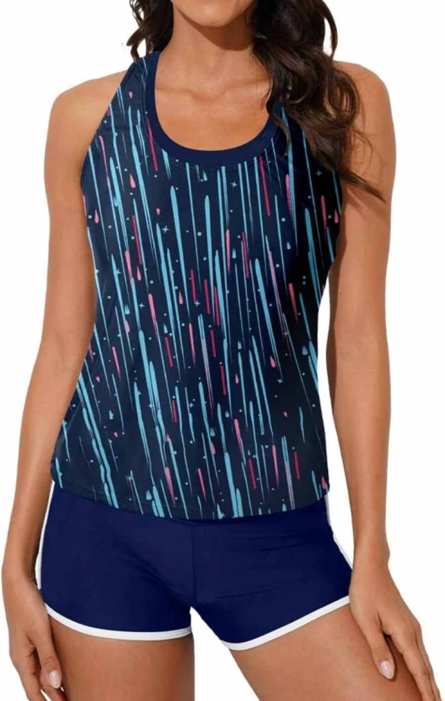 Aleumdr Women's 3 Piece Tankini Swimsuits Set with Sports Bra, Tank Top & Boyshorts - Athletic Swimwear for Active Women