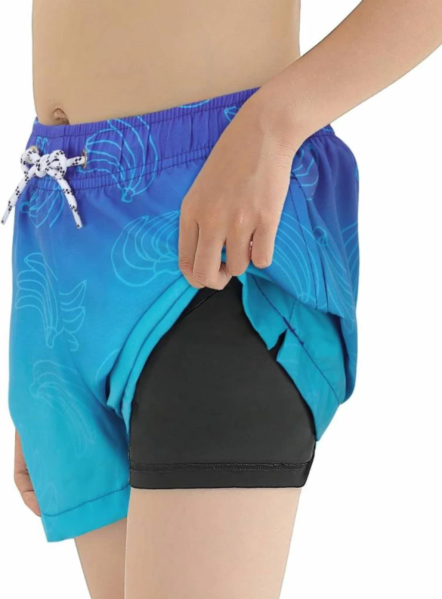 Century Star Boys Quick Dry Swim Trunks with Boxer Brief Liner - Toddler & Kids Swimwear for Beach & Pool