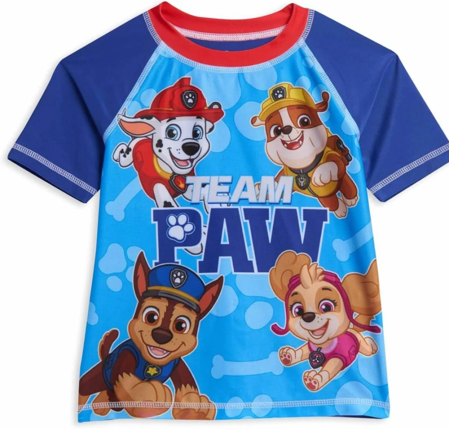 Nickelodeon Paw Patrol Rash Guard & Swim Trunks Set for Toddlers - Rubble, Marshall, Chase Designs