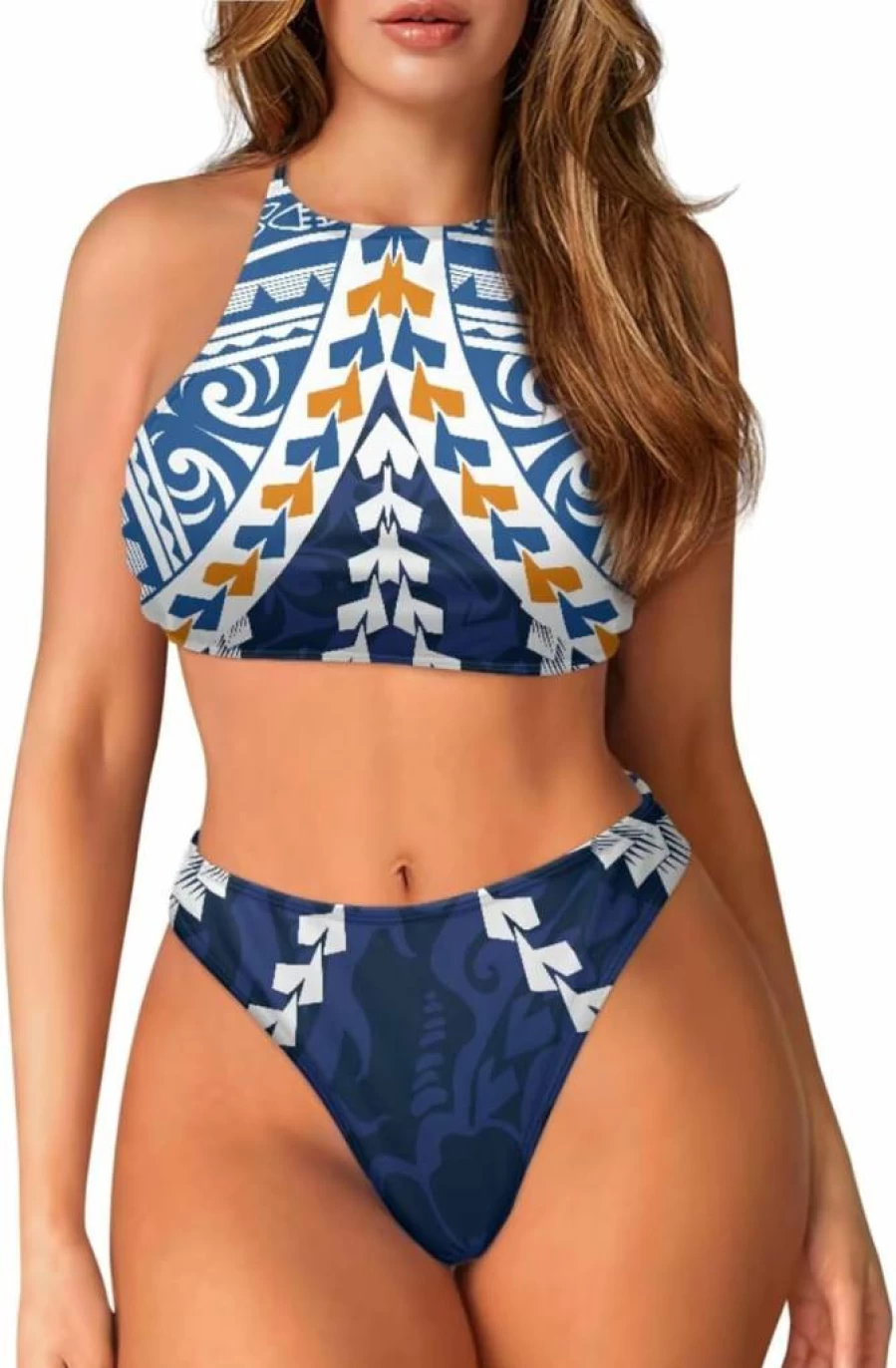 Gekhuqory Aztec Tribal Matching Couples Swimsuits - Women's Bikini & Men's Beach Shorts Set for Summer Vacation