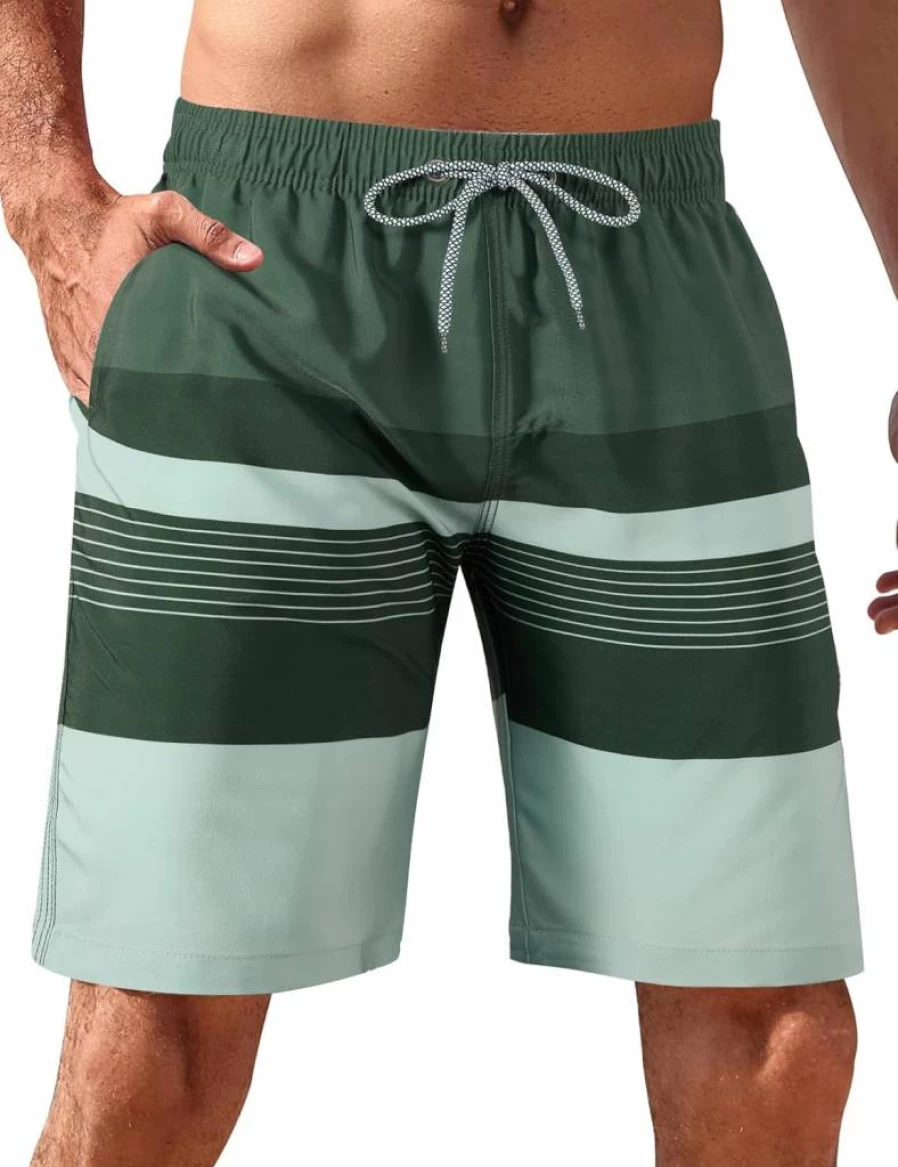 BOJIN Men's 9" Quick Dry Swim Trunks with Mesh Lining & Pockets - Stretch Swim Shorts for Beach & Pool