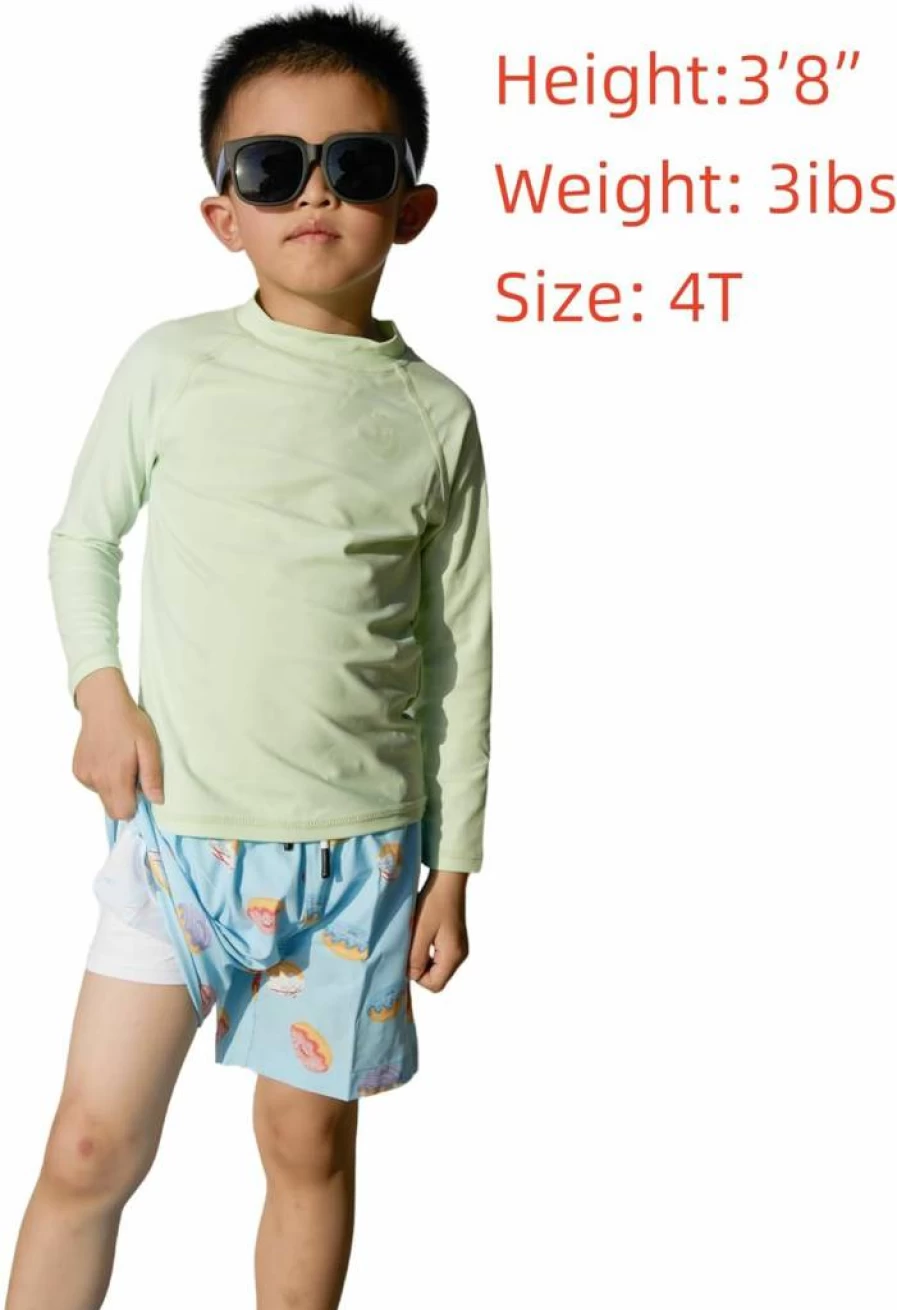 MILANKERR Boys UPF50+ Swim Set - Rash Guard & Swim Trunks with Compression Liner for Toddlers