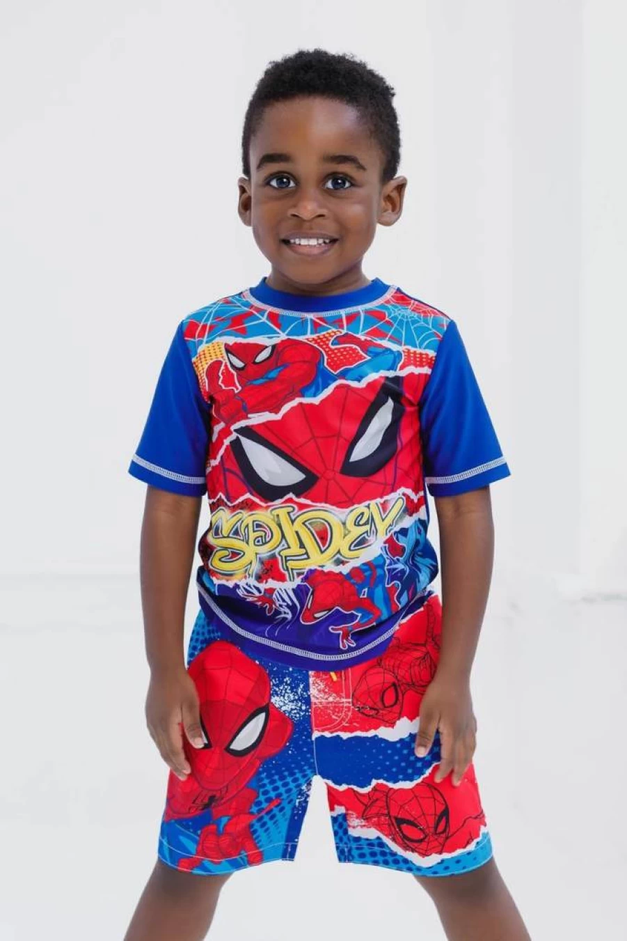 Marvel UPF 50+ Kids Swim Set: Rash Guard & Swim Trunks for Toddler to Big Kid (2T-20)